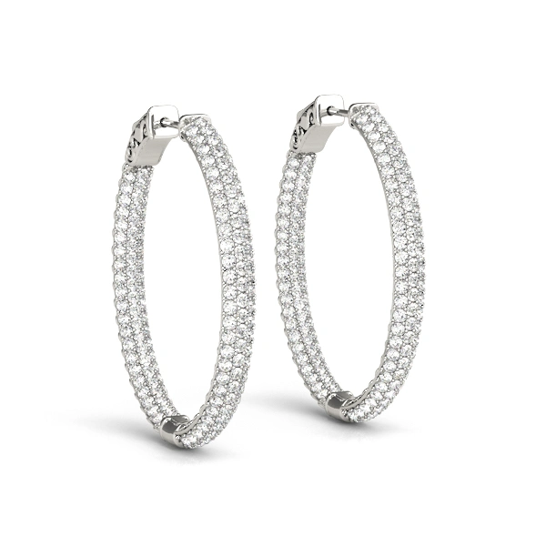 Oval Shaped Pavé Vault Lock Hoop Earrings