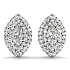 Double Halo Marquise Studs