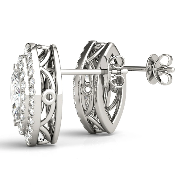 Double Halo Marquise Studs - Image 4