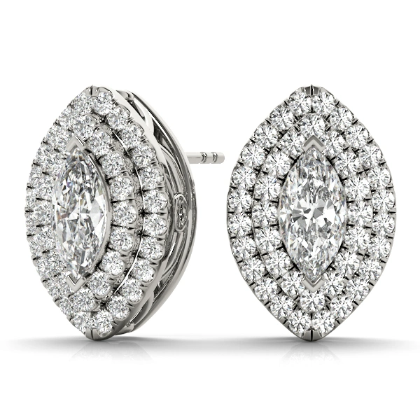 Double Halo Marquise Studs - Image 3