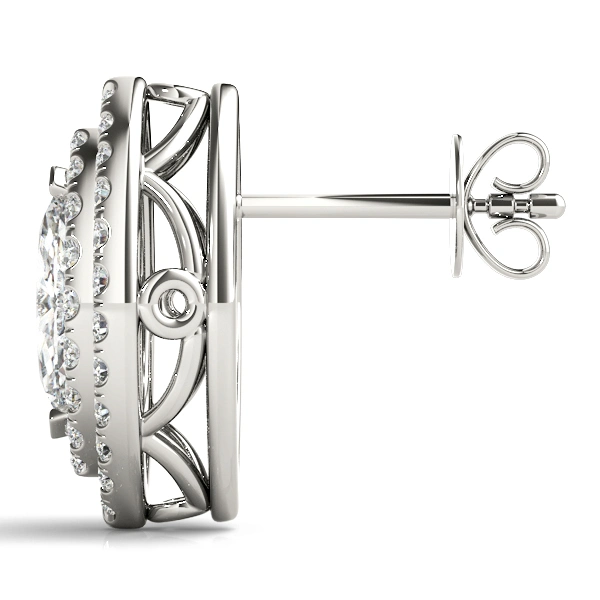 Double Halo Marquise Studs - Image 2