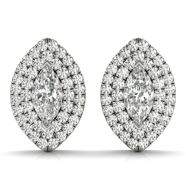 Double Halo Marquise Studs