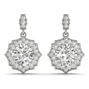 Cushion Scalloped Halo Earrings