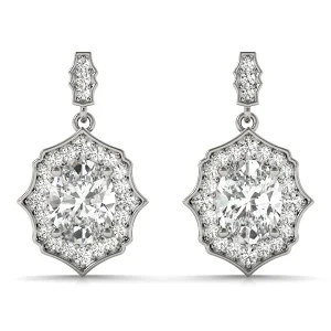 Oval Scalloped Halo Earrings