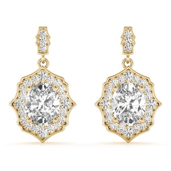 Oval Scalloped Halo Earrings - Image 11