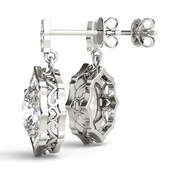 Oval Scalloped Halo Earrings - Image 4