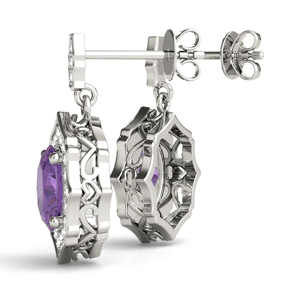 Oval Scalloped Halo Earrings - Image 9