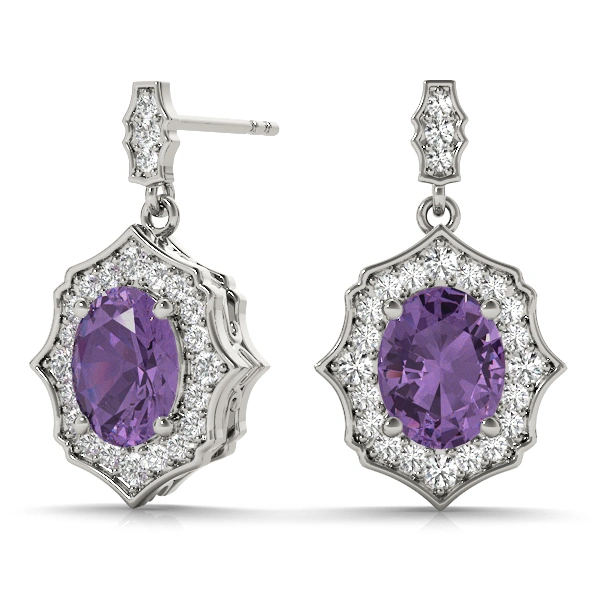 Oval Scalloped Halo Earrings - Image 8