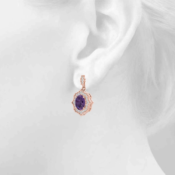 Oval Scalloped Halo Earrings - Image 30