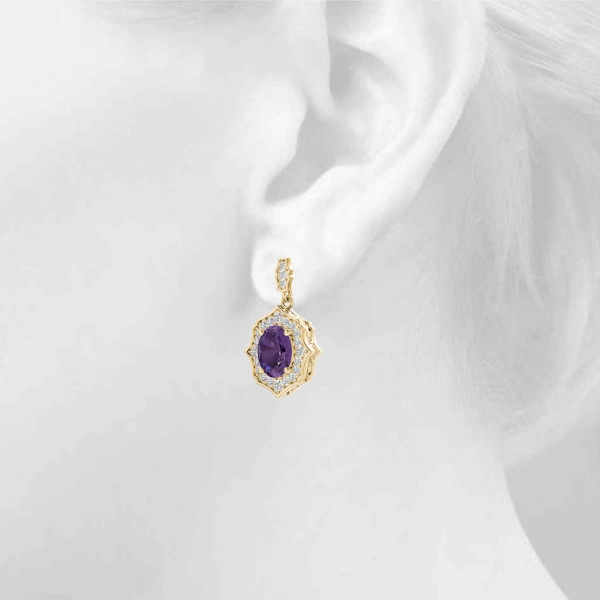 Oval Scalloped Halo Earrings - Image 20