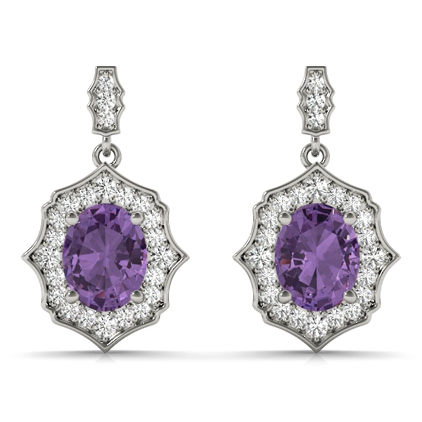 Oval Scalloped Halo Earrings - Image 6