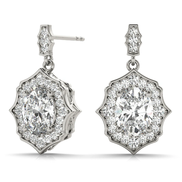 Oval Scalloped Halo Earrings - Image 3