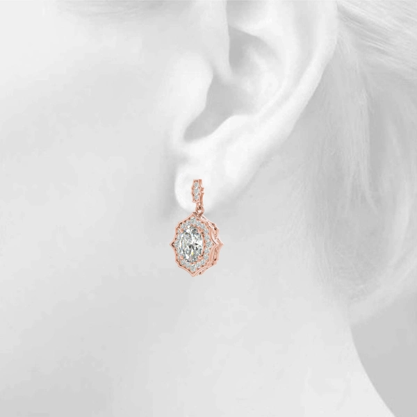 Oval Scalloped Halo Earrings - Image 25