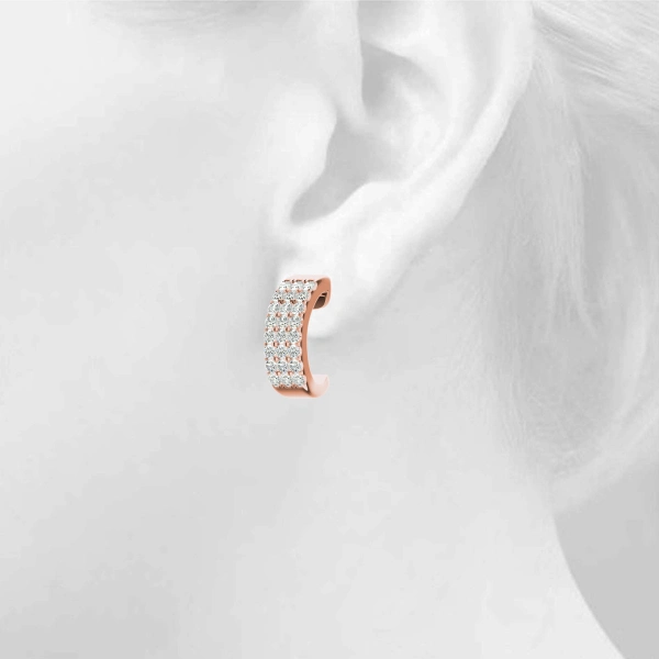 Multirow Huggie Hoop Earrings - Image 15