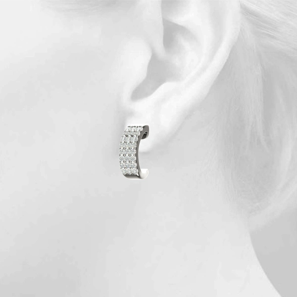Multirow Huggie Hoop Earrings - Image 5