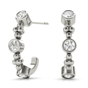 Bezel Set J-Hoop Earrings