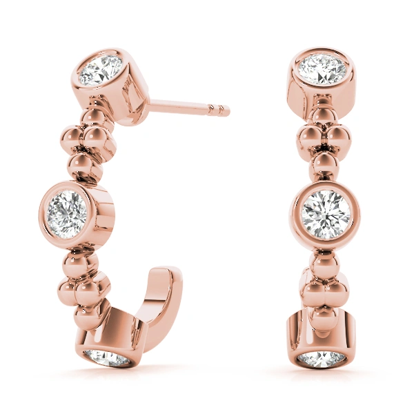 Bezel Set J-Hoop Earrings - Image 11