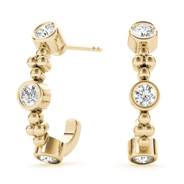 Bezel Set J-Hoop Earrings - Image 6