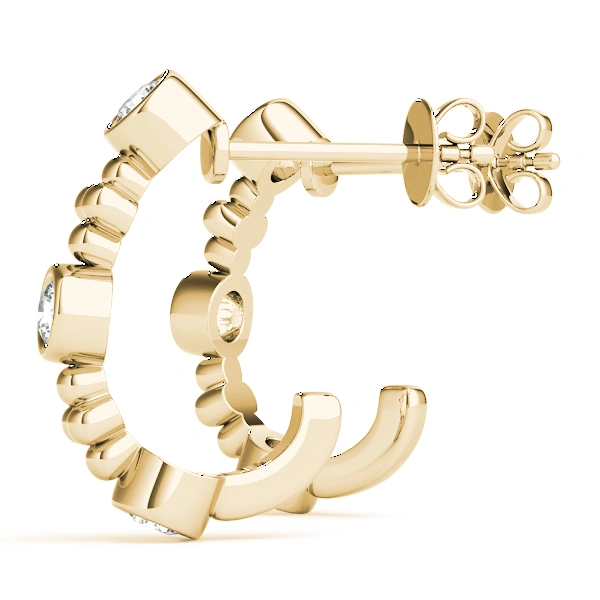 Bezel Set J-Hoop Earrings - Image 9