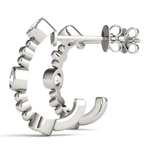 Bezel Set J-Hoop Earrings - Image 4