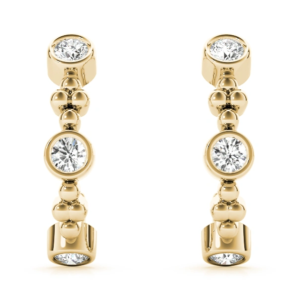 Bezel Set J-Hoop Earrings - Image 8
