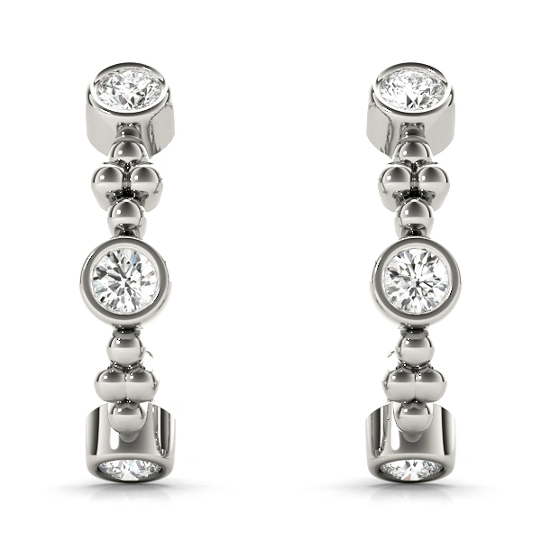 Bezel Set J-Hoop Earrings - Image 3