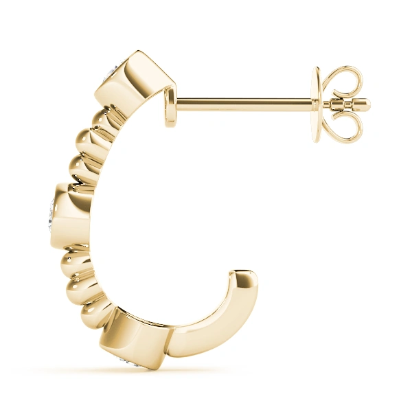Bezel Set J-Hoop Earrings - Image 7