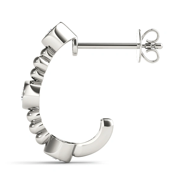 Bezel Set J-Hoop Earrings - Image 2
