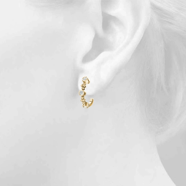 Bezel Set J-Hoop Earrings - Image 10