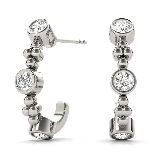 Bezel Set J-Hoop Earrings