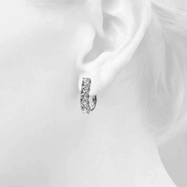 Prong Set Hinged Hoop Earrings - Image 5
