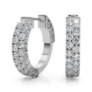 Double Row Pavé Vault Lock Hoop Earrings