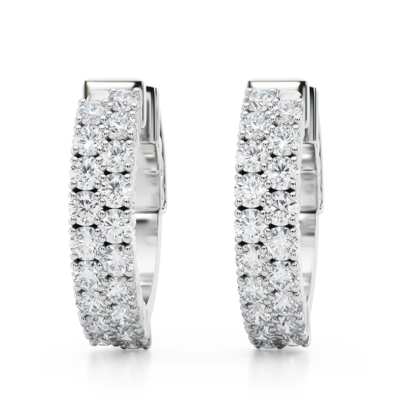 Double Row Pavé Vault Lock Hoop Earrings - Image 4