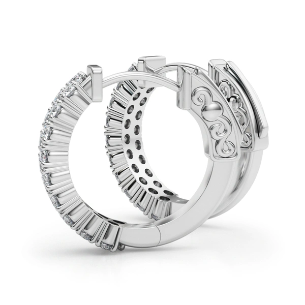 Double Row Pavé Vault Lock Hoop Earrings - Image 3