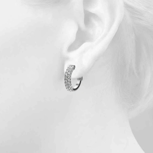 Double Row Pavé Vault Lock Hoop Earrings - Image 5