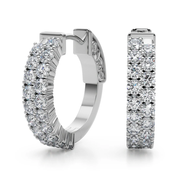 Double Row Pavé Vault Lock Hoop Earrings