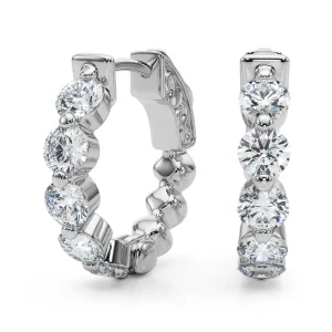 Single Shared-Prong Vault Lock Hoop Earrings