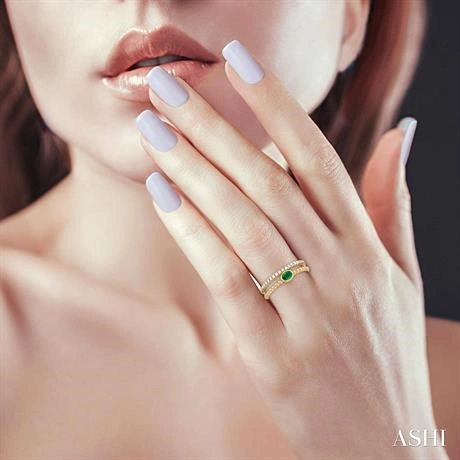 Bead Oval Shape East-West Gemstone & Diamond Ring - Image 3