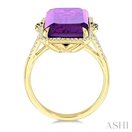 Evoque Gemstone Emerald Shape & Halo Diamond Ring - Image 3