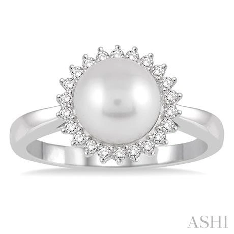 Pearl & Halo Diamond Ring - Image 2