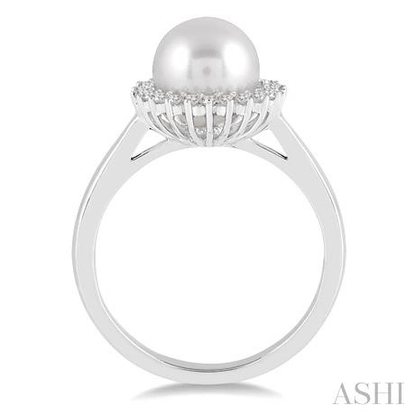 Pearl & Halo Diamond Ring - Image 4