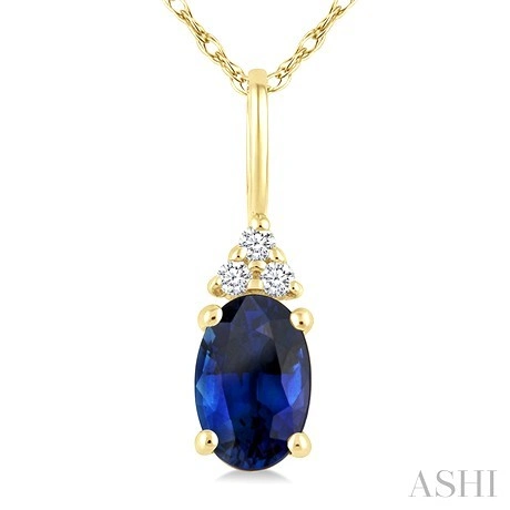 Oval Shape Gemstone & Diamond Pendant - Image 3