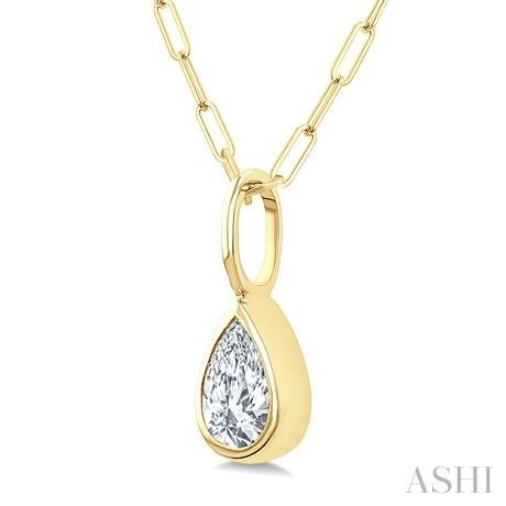 Pear Shape Bezel Set Paperclip Diamond Fashion Pendant - Image 2