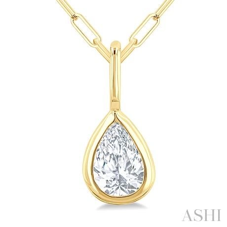 Pear Shape Bezel Set Paperclip Diamond Fashion Pendant - Image 3
