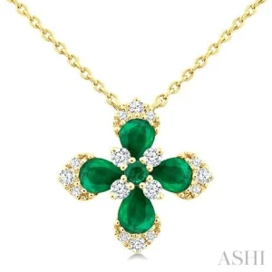 Blossom Pear Shape Gemstone & Diamond Pendant