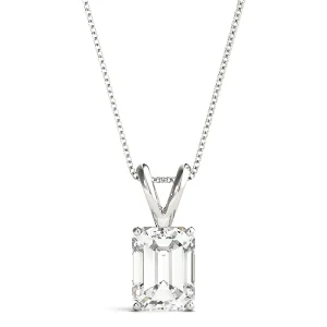 Classic Solitaire Emerald Prong Set Pendant