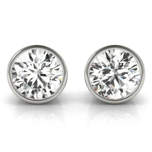 Round Bezel Set Solitaire Studs