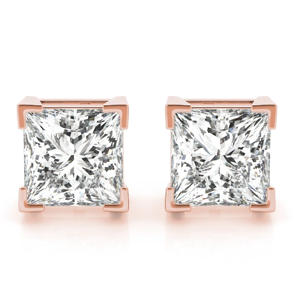 Solitaire Princess Cut Studs - Image 11