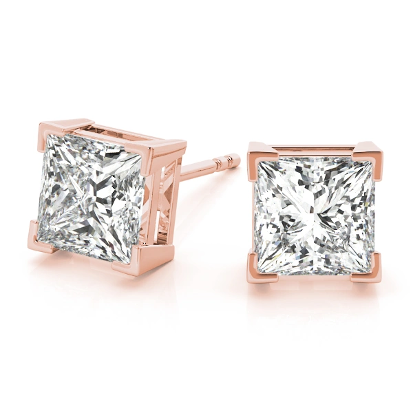 Solitaire Princess Cut Studs - Image 13