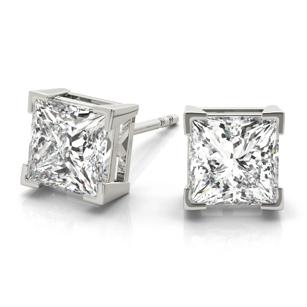 Solitaire Princess Cut Studs - Image 3